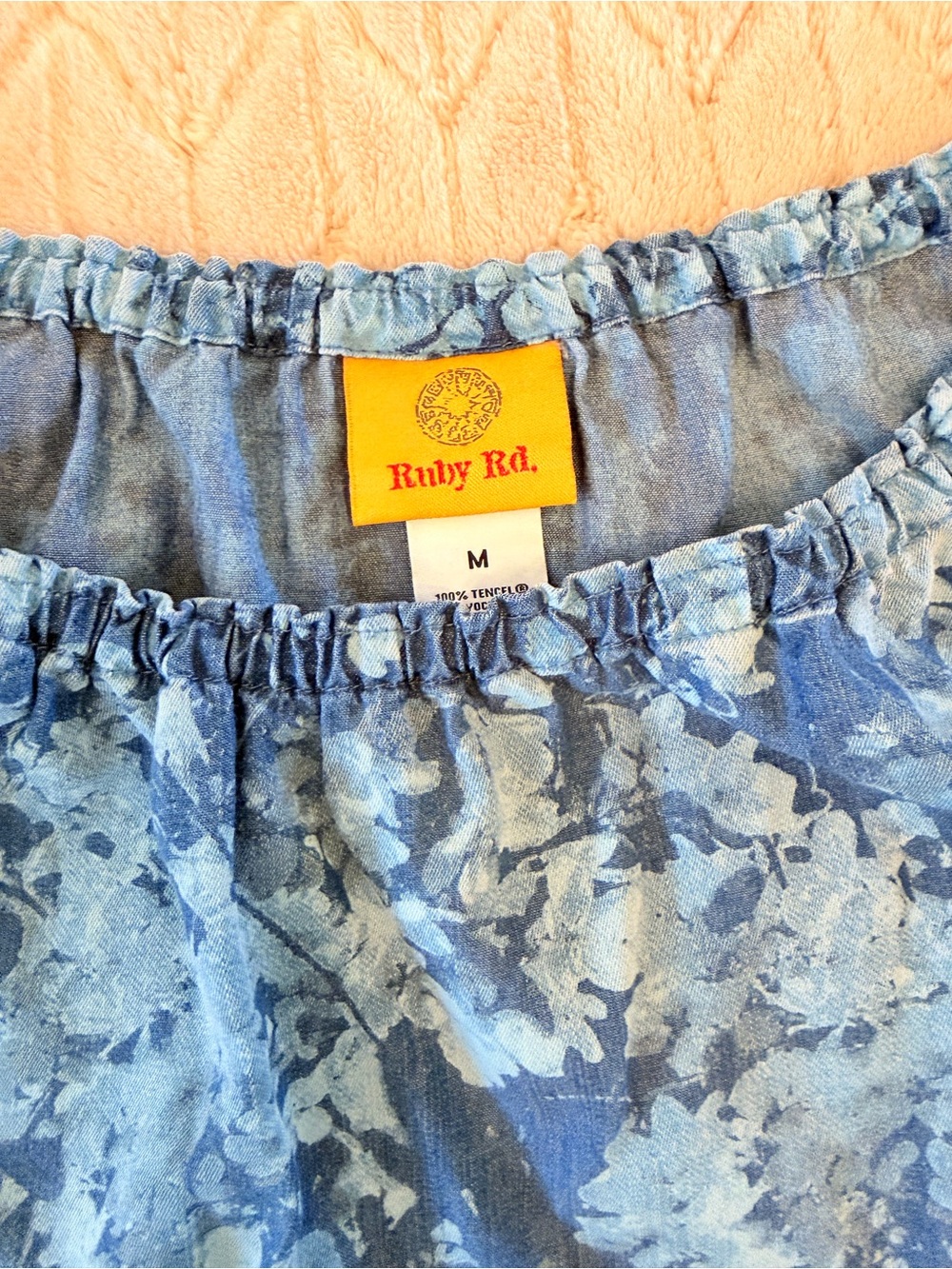 Ruby Rd. Blue Floral Off-Shoulder Tunic - Picture 3 of 5